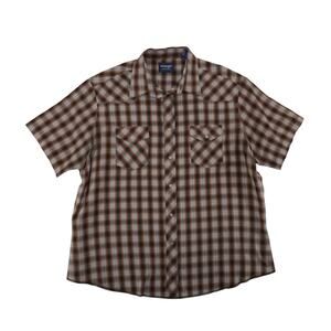 Wrangler Western Short Sleeve Shirt XXL Mens – Pearl Snaps Plaid Cowboy Rodeo